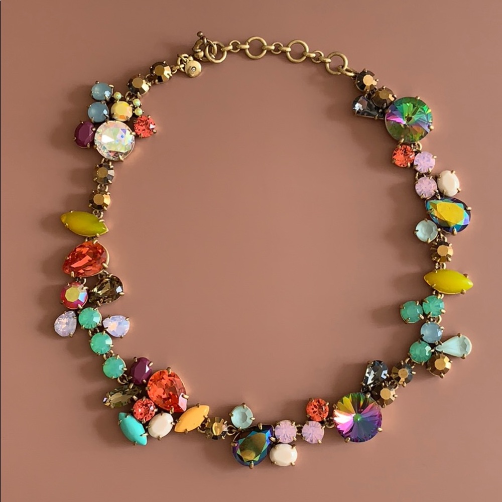JCREW COLORFUL CRYSTAL FOLIAGE NECKLACE